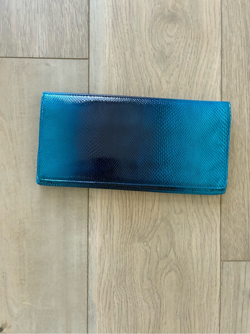 Leather snake embossed ombré clutch